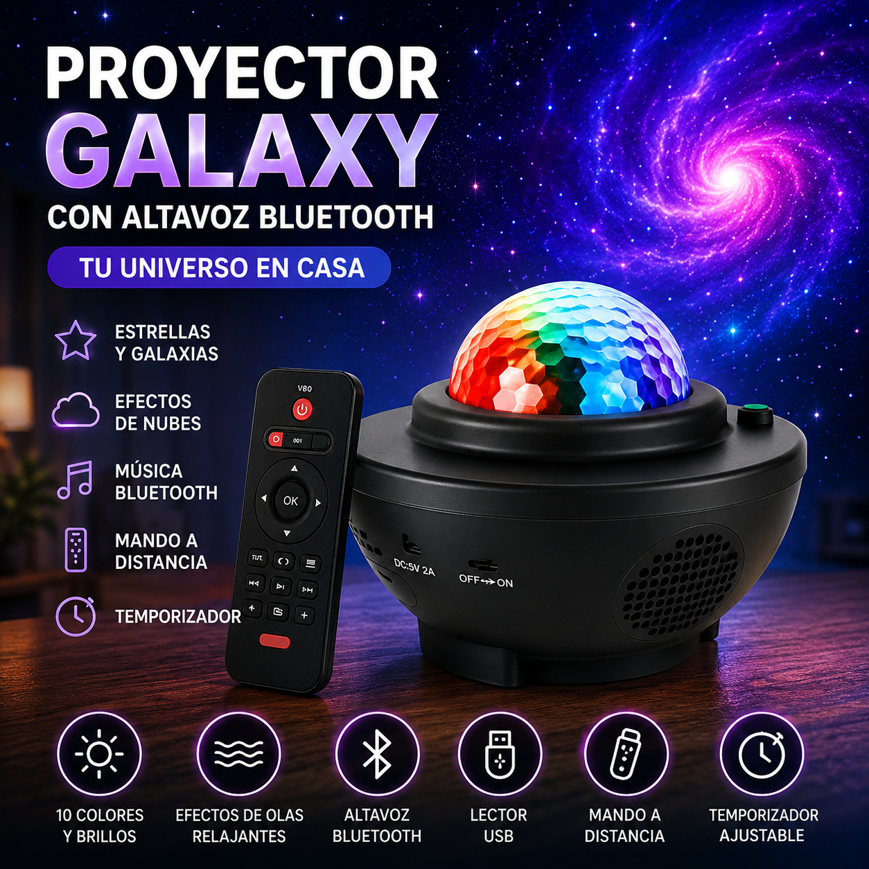 LumenStar™ Projetor Galaxy com Altifalante Bluetooth