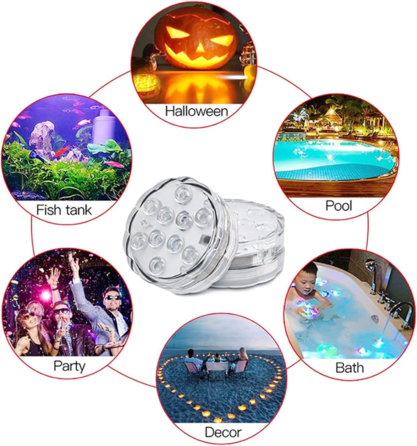 Luzes LED Submersíveis Multicolores com Comando – 16 Cores