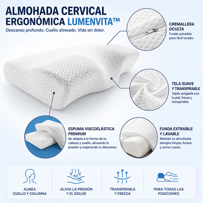 Lumen Vita™ Almofada Cervical Ergonómica Premium