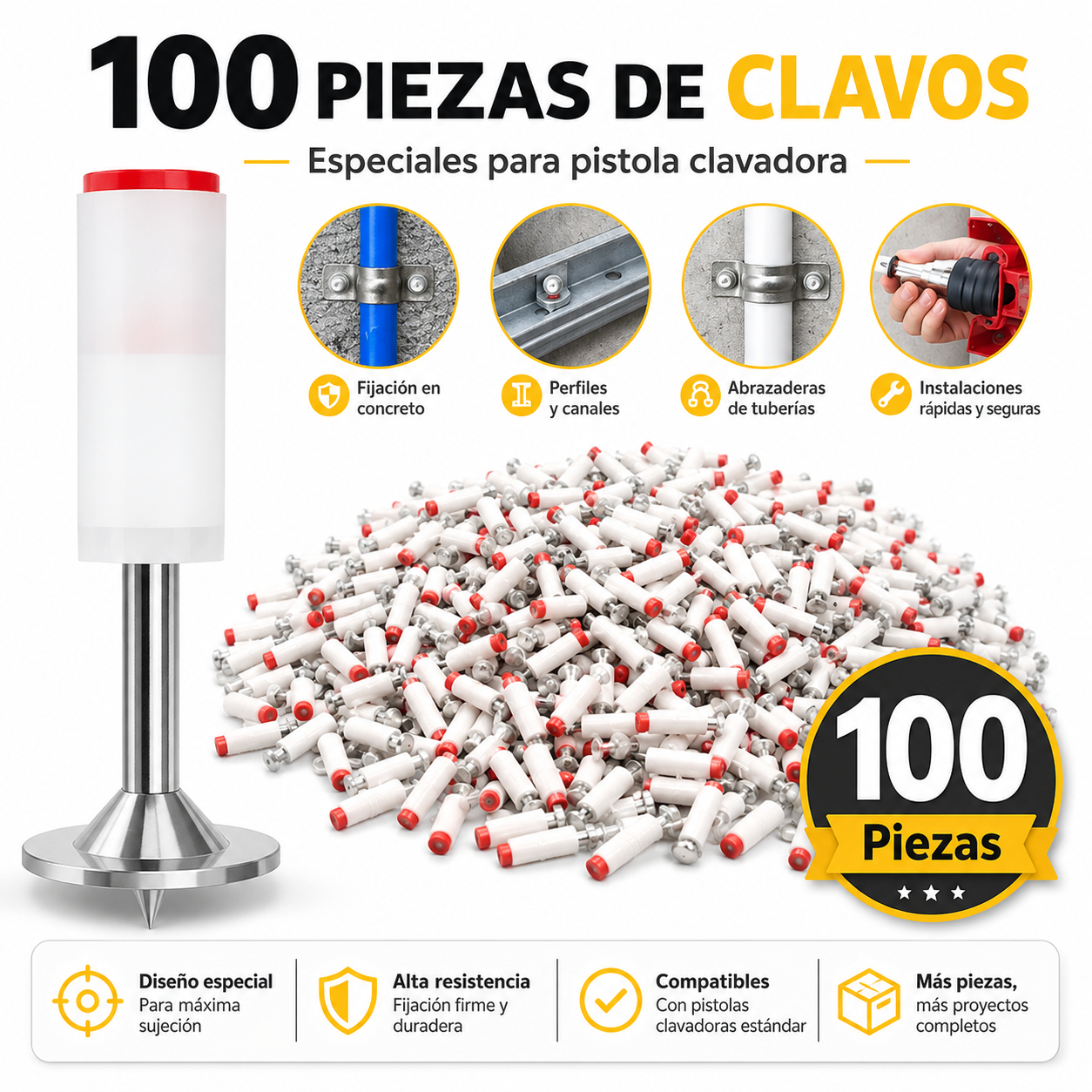Pack de Pregos Especiais para Pistola de Pregos – 100, 200 ou 300 Peças