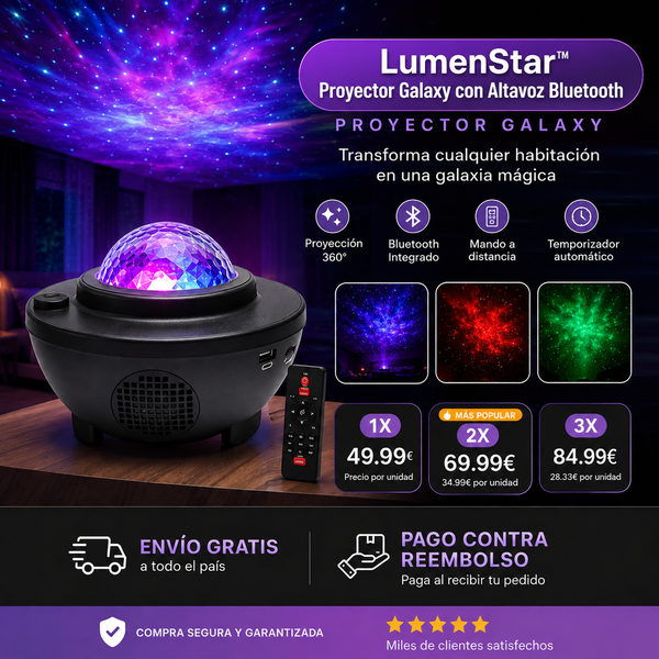 LumenStar™ Projetor Galaxy com Altifalante Bluetooth