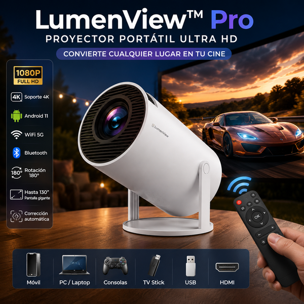 LumenView™ Pro Projetor Portátil Ultra HD