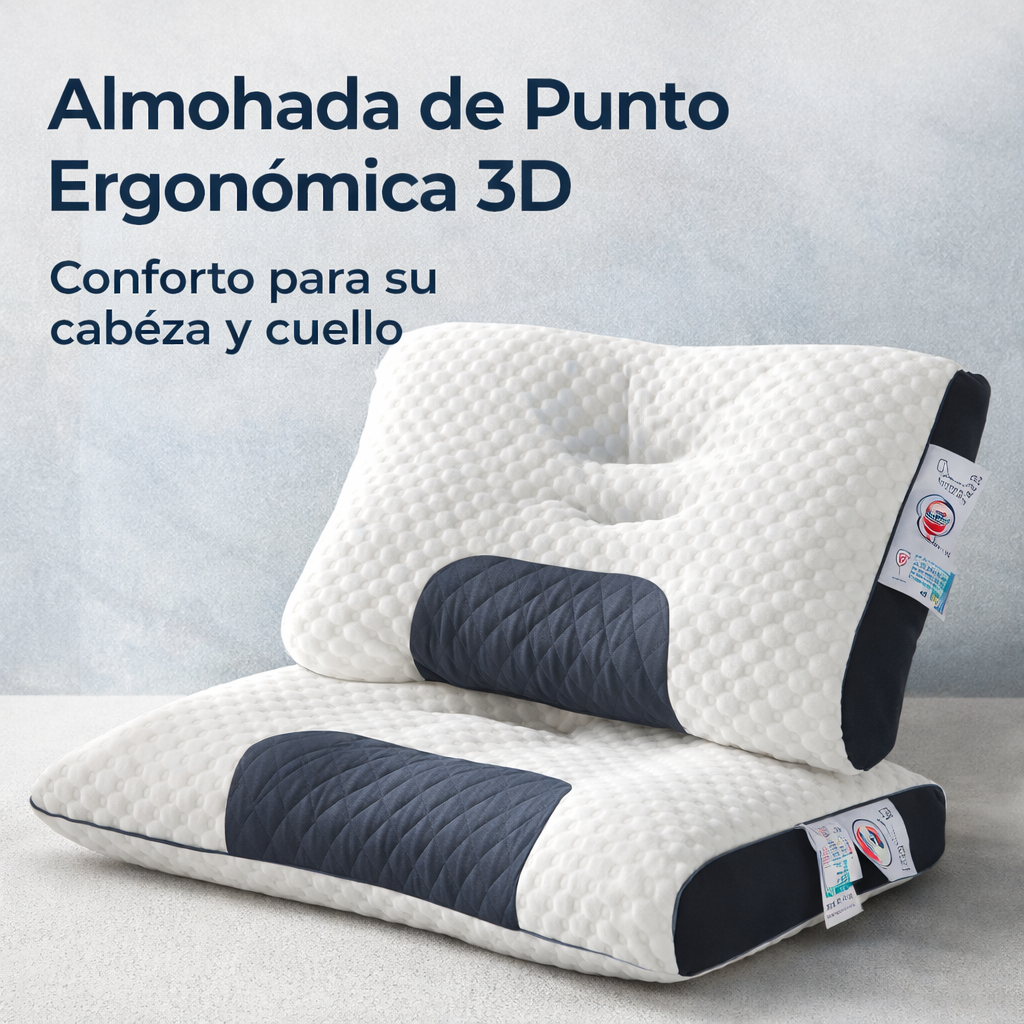 🛏️ Almohada de punto ergonómica 3D Duerme mejor y despierta sin dolor 🔥